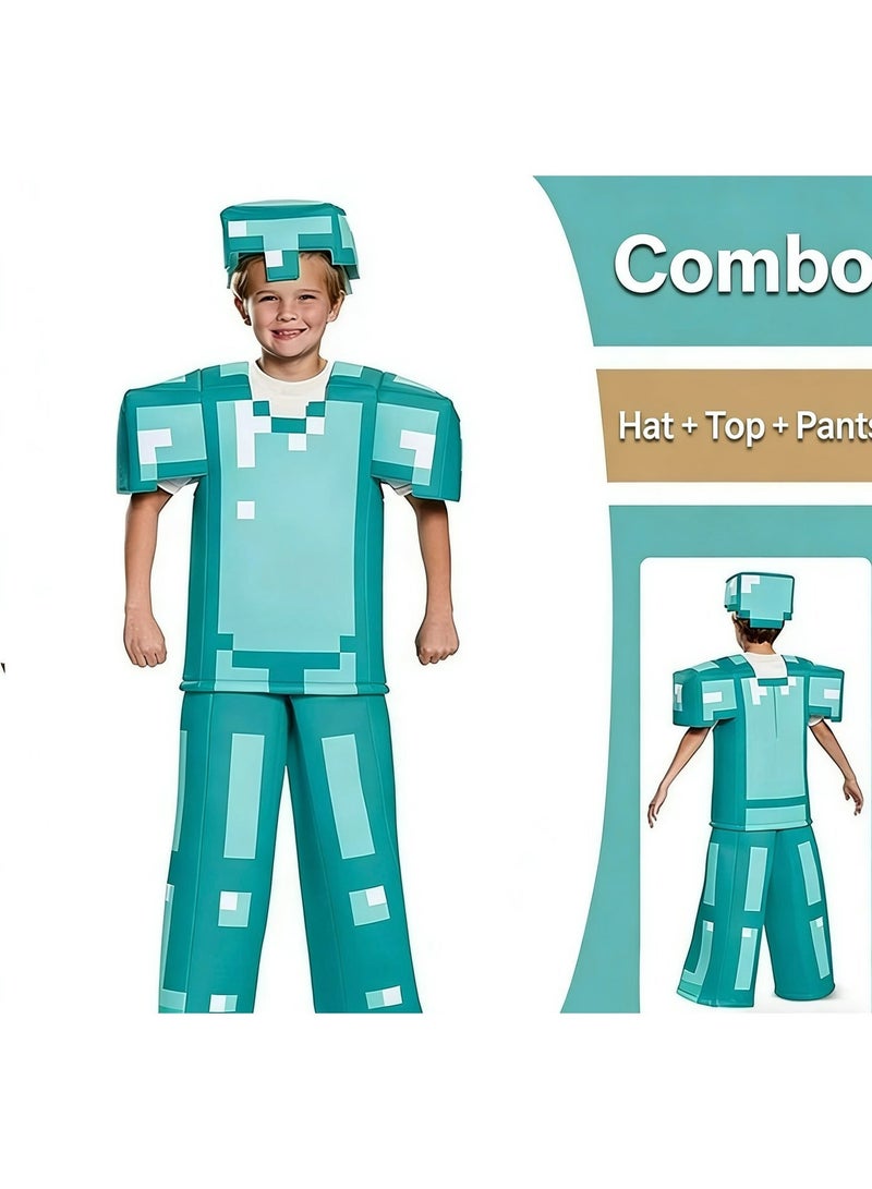Minecraft Diamond Set character costume, tough guy outfit, Halloween children's costume, Diamond Set, XL size Minecraft Diamond Set Character Costume, for Kids Party - Image 2